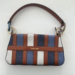 SEE BY CHLOÉ Tilda baguette Patchwork Denim Shoulder Bag MSRP$515